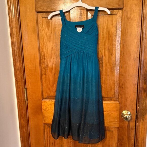 Sparkling Teal Ombre Dress with Black Shrug by Disorderly Kids - Size 12 - Picture 3 of 6